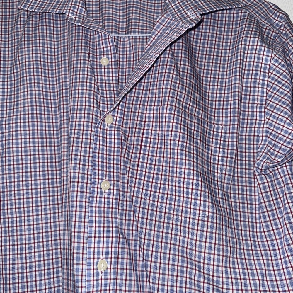 Blue and White Gingham Casual Button Down Shirt - Picture 3 of 5